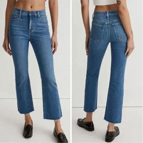 NEW Madewell Kick Out Crop Jeans in Cherryville Wash: Raw-Hem Edition, 33‎ - Picture 1 of 13